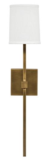 Minerva Wall Sconce, Antique Brass With White Linen Shade by Jamie Young
