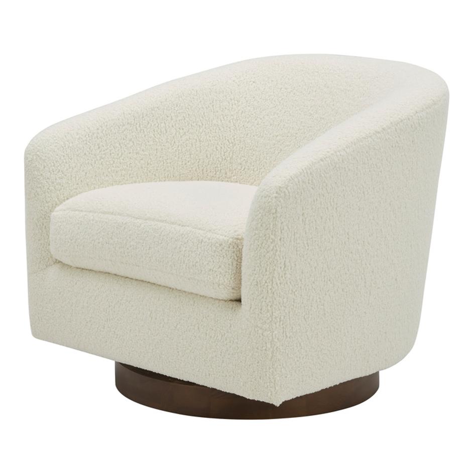 Oscy Swivel Chair Vegan Shearling White by Moes Home