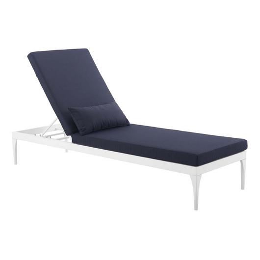 Myler Cushion Outdoor Patio Chaise Lounge Chair In White Navy by Modway Furniture