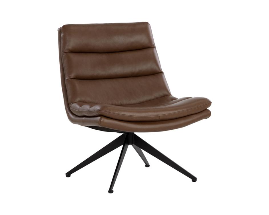 KELLER SWIVEL LOUNGE CHAIR - MISSOURI MAHOGANY LEATHER by Sunpan