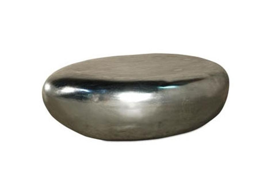 River Stone Cocktail Table, Silver Leaf Small by PHILLIPS COLLECTION