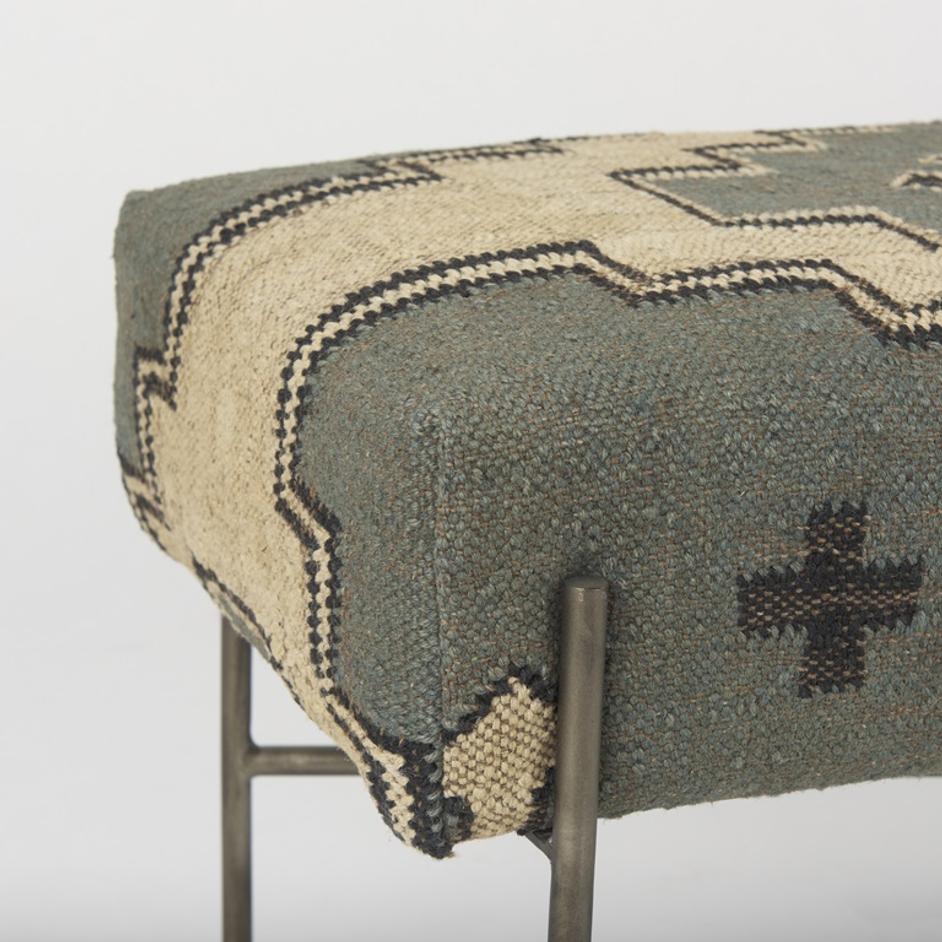 Avery I 55L x 17W Multi Colored Upholstered Patterned Seat Accent Bench by Mercana