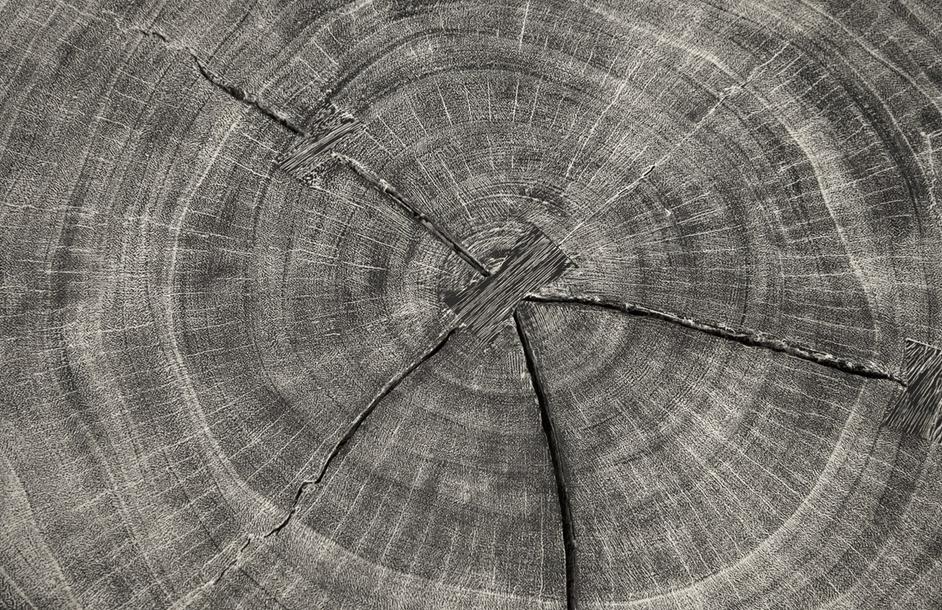 Chuleta Bar Table on Black Metal Base, Chamcha Wood, Gray Stone by PHILLIPS COLLECTION