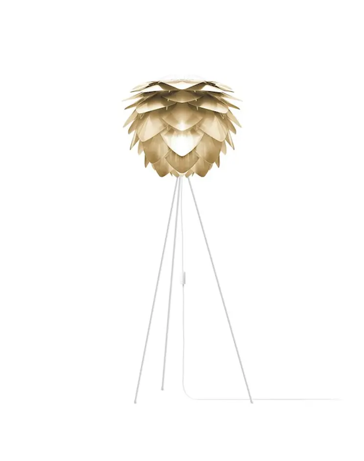 Silvia 60" Tripod Floor Lamp in Brass Foil Finish and White Base by UMAGE