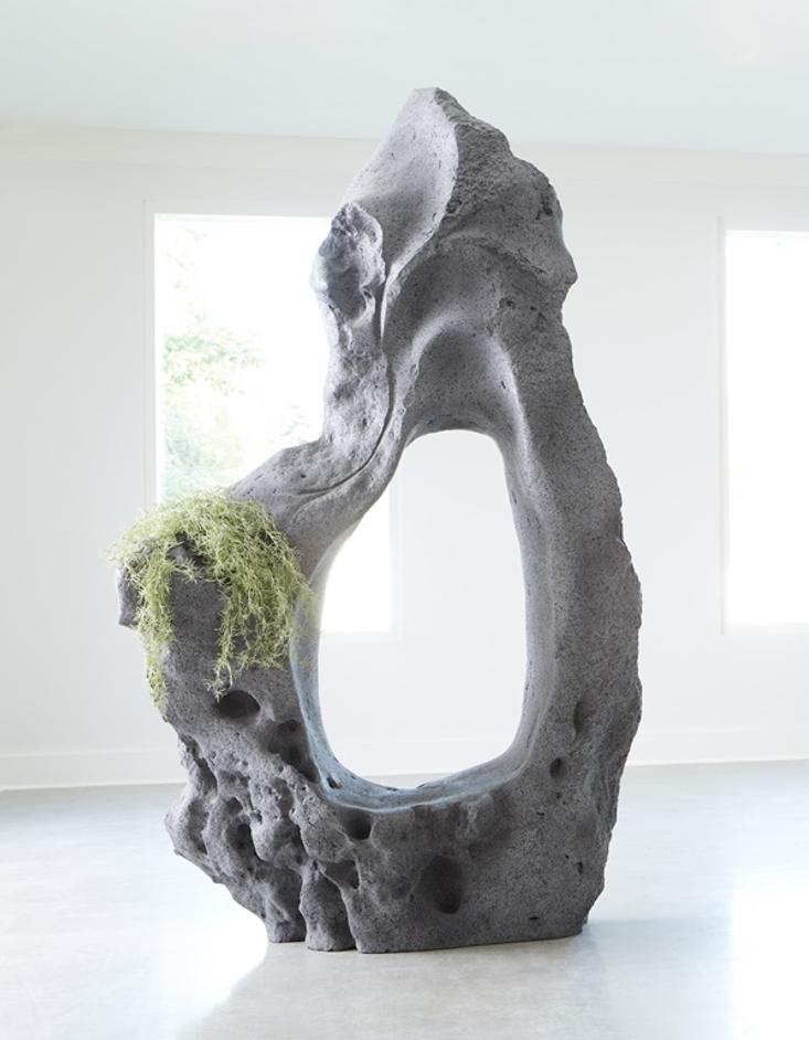 Colossal Cast Stone Sculpture, Single Hole, Charcoal Stone by PHILLIPS COLLECTION