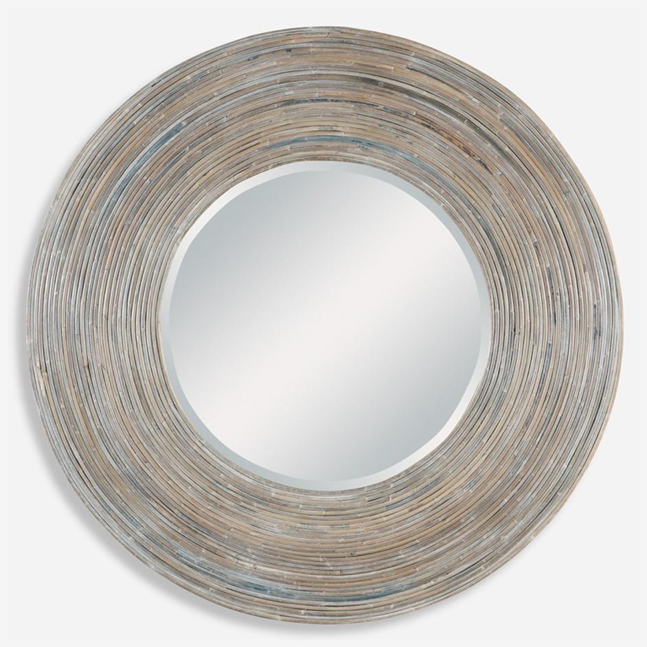 Vortex White Washed Round Mirror by Uttermost