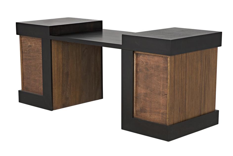 Bentley Dark Walnut and Ebony Executive Desk by Noir Furniture