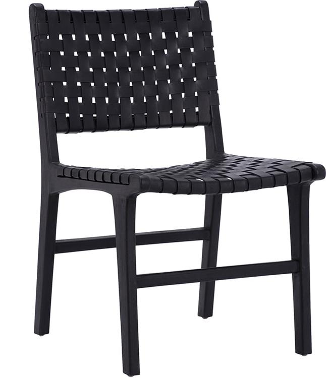 DALE DINING CHAIR BLACK LEATHER BLK FRAME in ANTIQUE BLACK by Dovetail