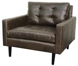 Ritchie Bonded Leather Arm Chair Black Legs In Vintage Dark Brown by New Pacific Direct