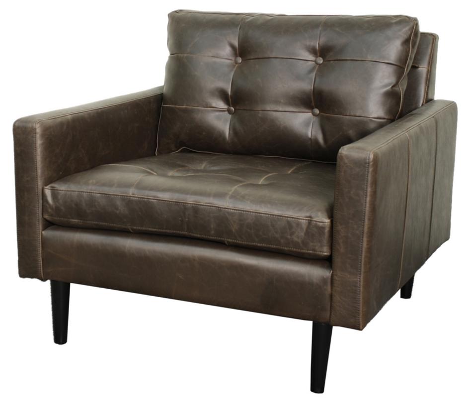 Ritchie Bonded Leather Arm Chair Black Legs In Vintage Dark Brown by New Pacific Direct