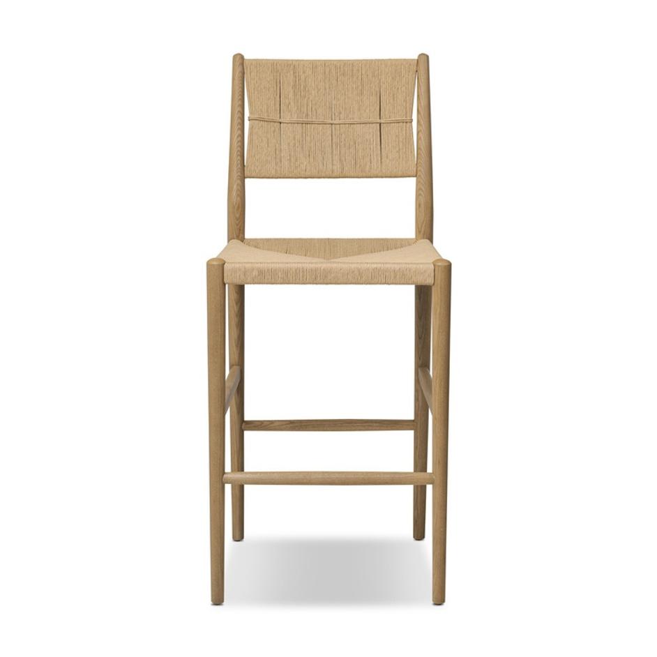 Dara Bar Stool In Toasted Ash And Natural Paper Cord by Four Hands