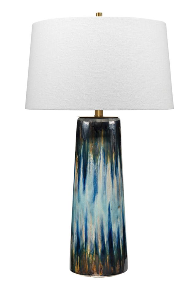 Brushstroke Ceramic Table Lamp with Linen Shade by Jamie Young