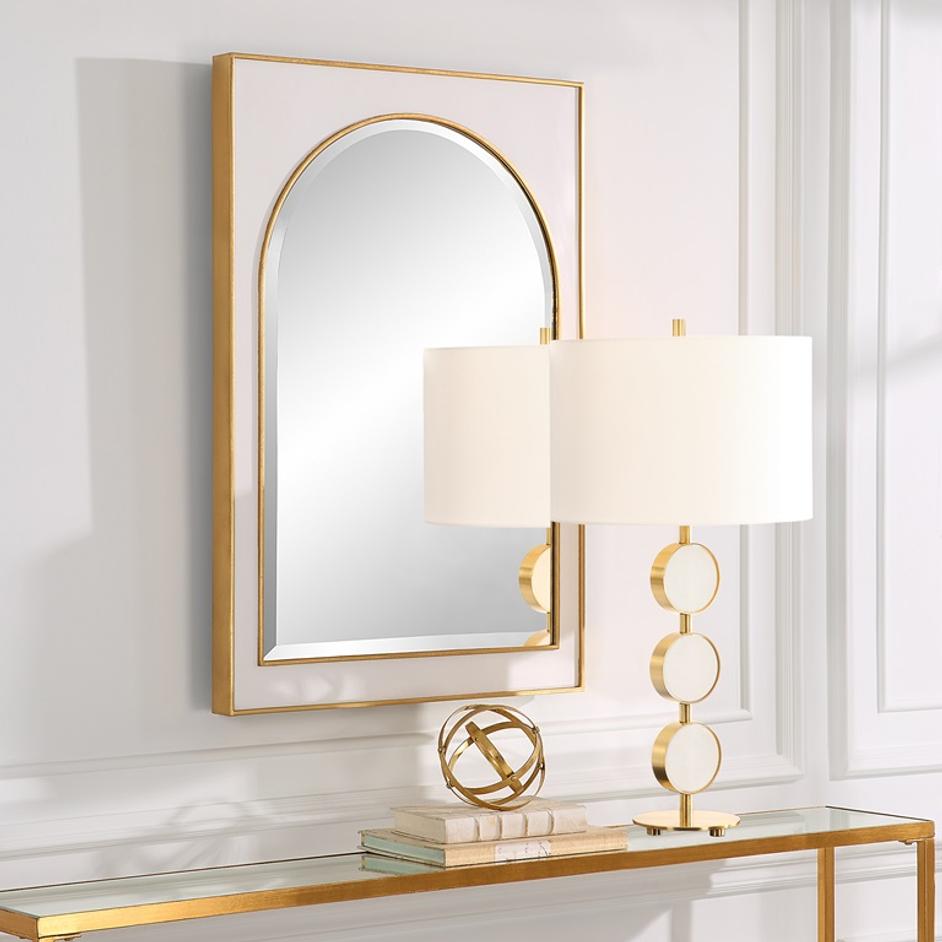 Crisanta Gloss White Arch Mirror by Uttermost