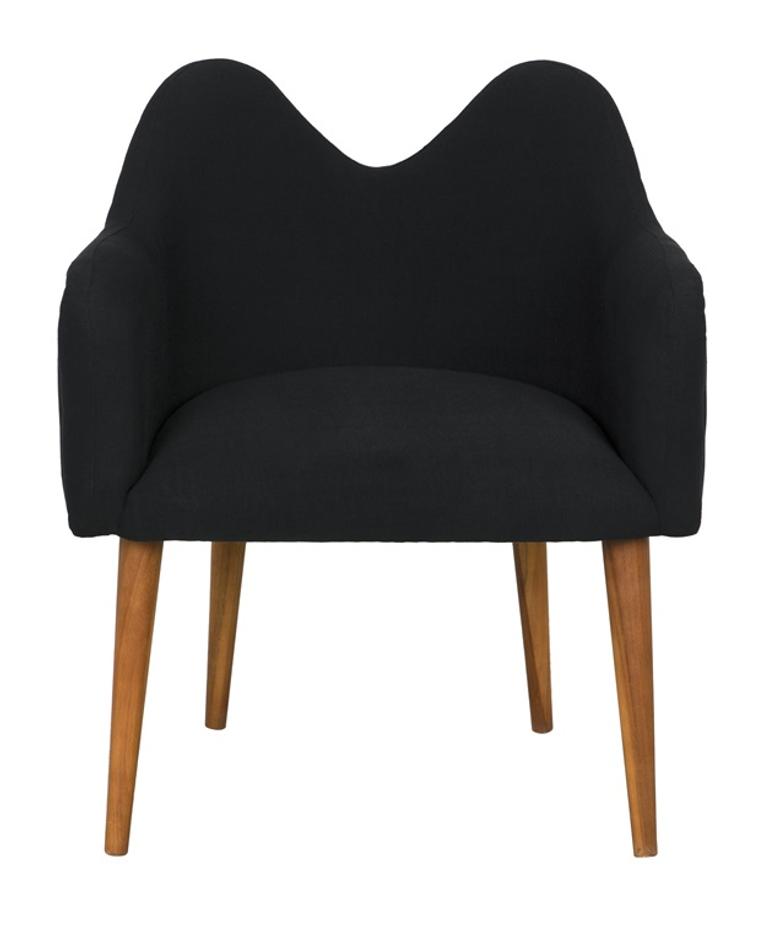 Cornelia Teak Chair with Satin Finish and Black Cotton Upholstery by Noir Furniture