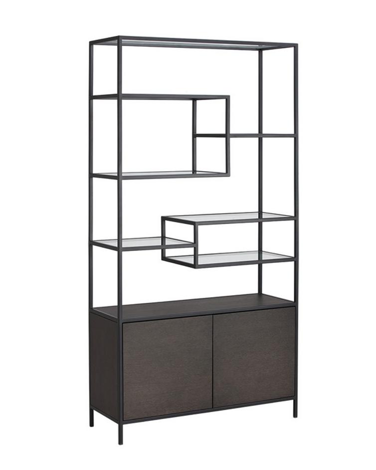 Stamos Bookcase - Black - Charcoal Grey by Sunpan