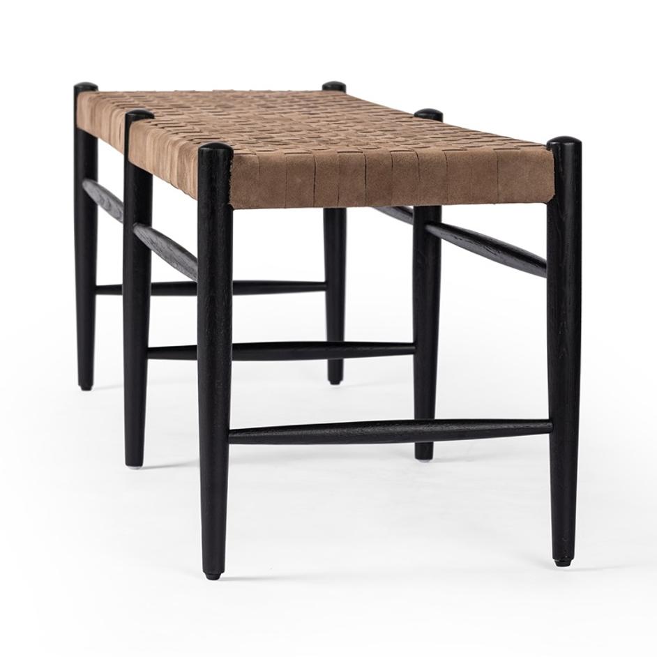 Wyatt Bench In Drifted Matte Black by FOUR HANDS