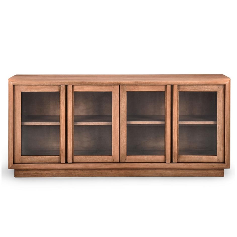 Selena Mango Wood 4Dr Buffet Pottery Brown by Classic Home