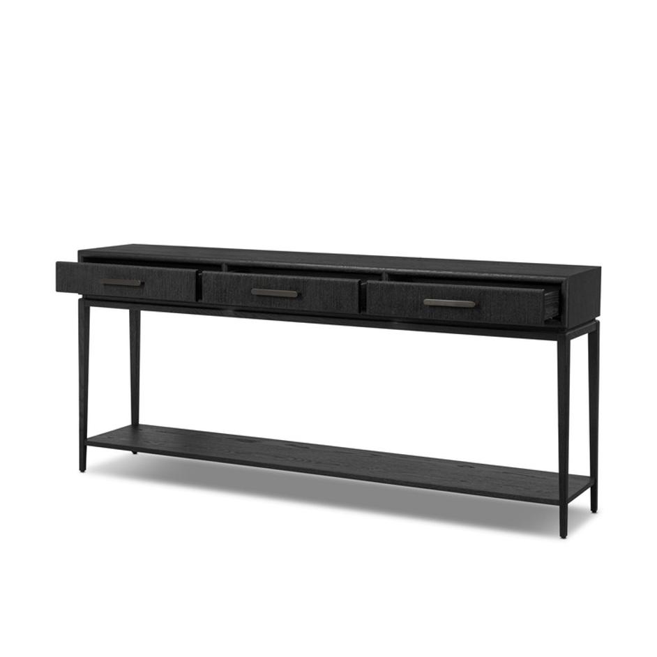 Rosenell Console Table - 78" - Black Oak Solid by Four Hands