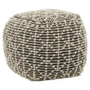 Vaal Pouf In Ivory and Charcoal by Dovetail