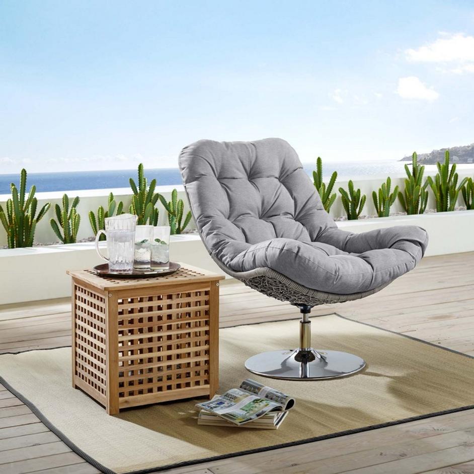 Celestia Wicker Rattan Outdoor Patio Swivel Lounge Chair In Light Gray Gray by Modway Furniture