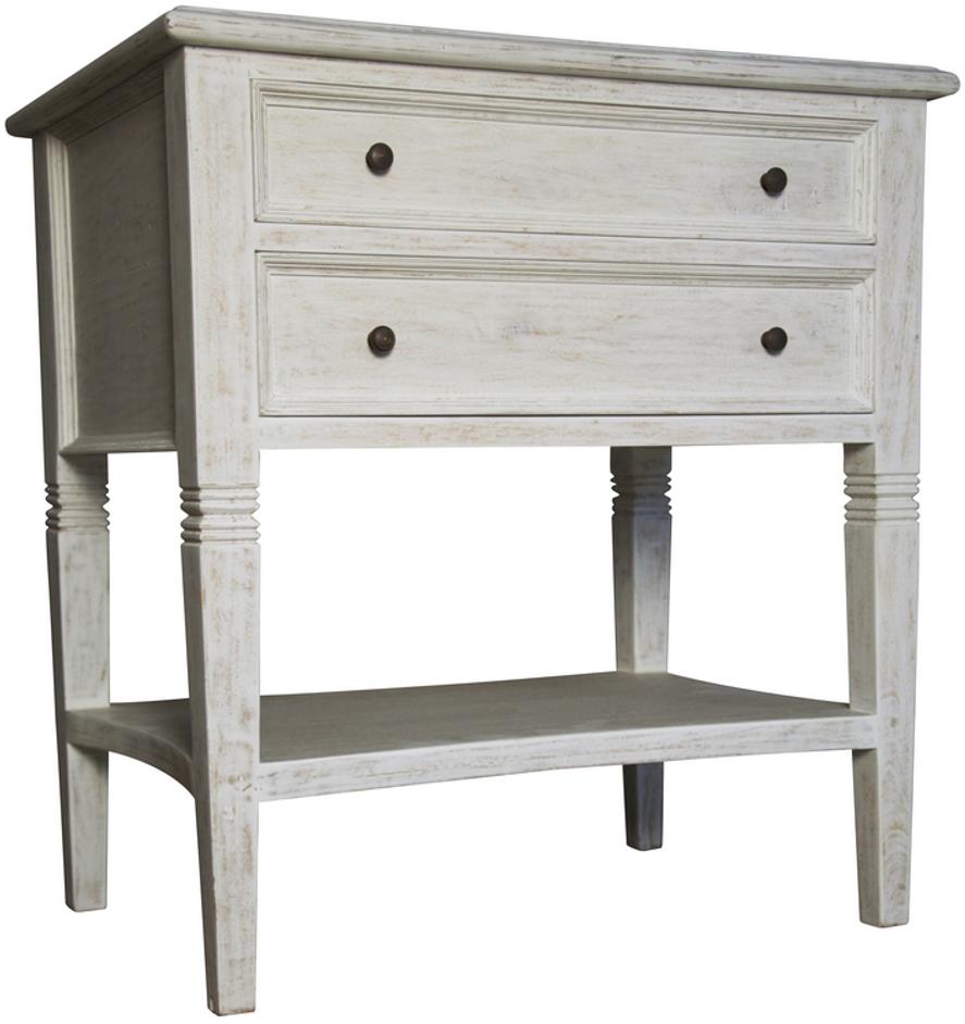 Oxford 2-Drawer Side Table, White Wash by Noir Furniture