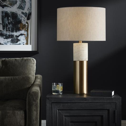 Gravitas Elegant Brass & Stone Lamp by Uttermost