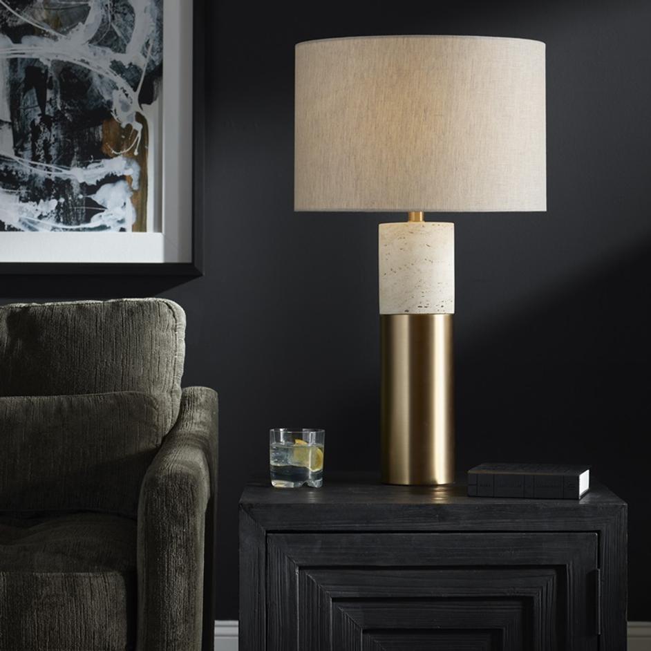 Gravitas Elegant Brass & Stone Lamp by Uttermost