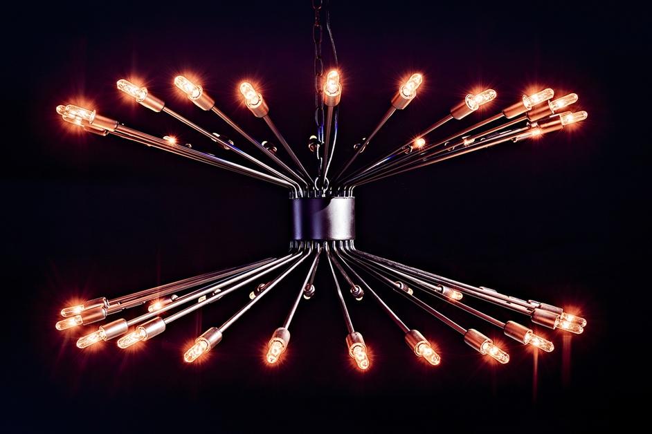 Lampberto Chandelier, Black Steel by Noir Furniture