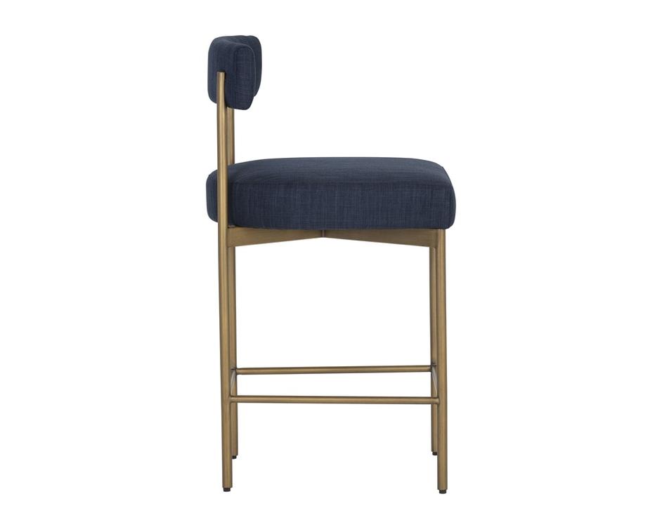 Seneca Counter Stool - Antique Brass - Arena Navy by Sunpan