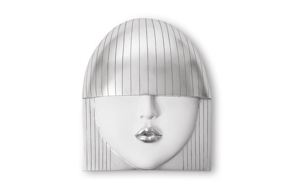 Fashion Faces Wall Art, Large, Kiss, White and Silver Leaf by PHILLIPS COLLECTION