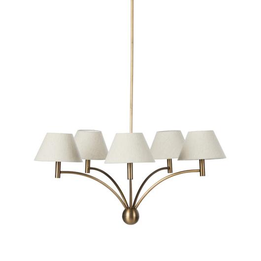 Linus Chandelier In Aged Brass Iron-Oatmeal Linen by Four Hands