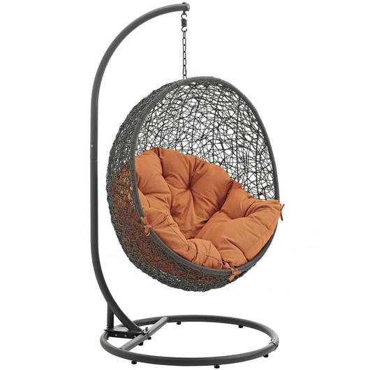 Segreto Outdoor Patio Swing Chair With Stand In Gray Orange by Modway Furniture