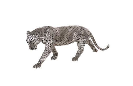 Panther Pipe Sculpture, Walking, Stainless Steel, Smallall by Phillips Collection
