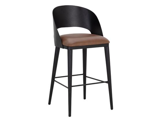 DEZIRAE BARSTOOL - BLACK - COGNAC LEATHER by Sunpan