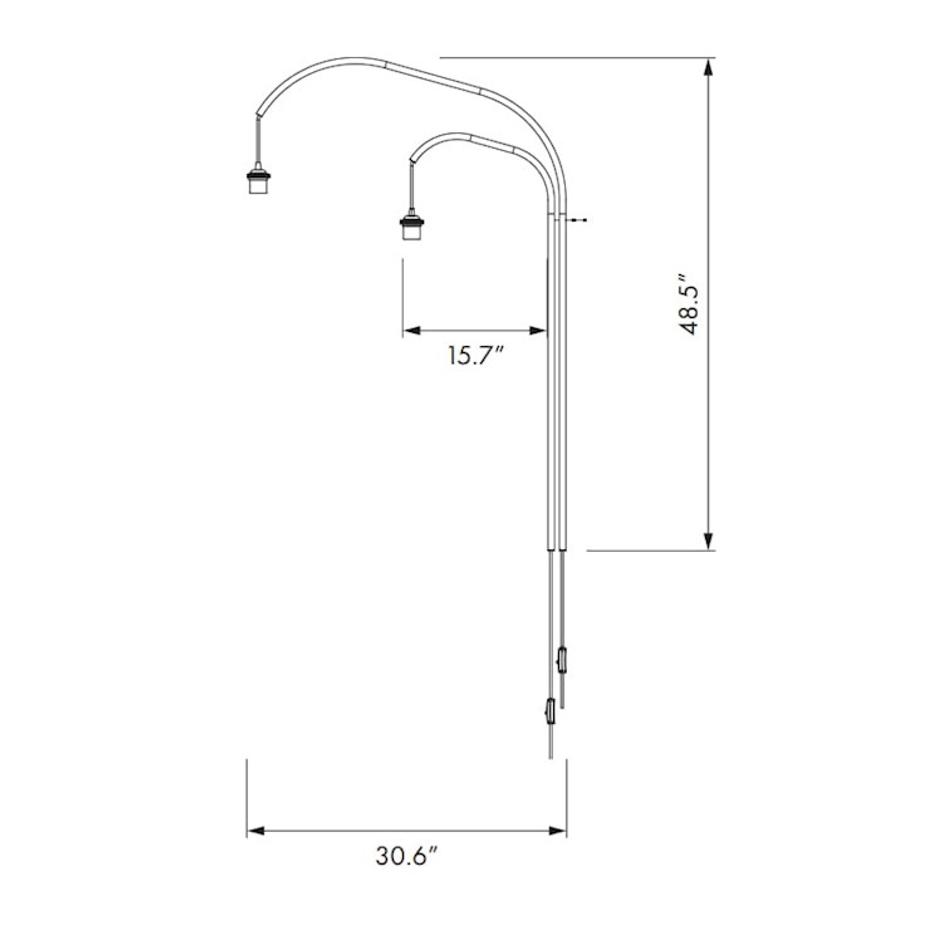 Cuna Mint Green 2-Light Wall Lamp with Black Wall Hanger by UMAGE