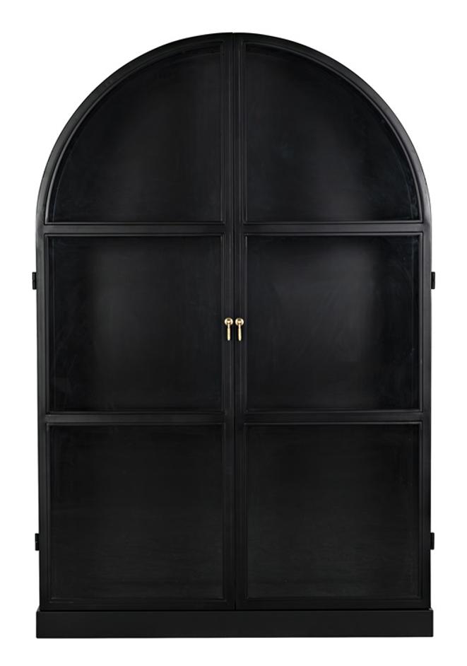 Yoke Hutch Industrial Steel and Glass Matte Black Cabinet by Noir Furniture