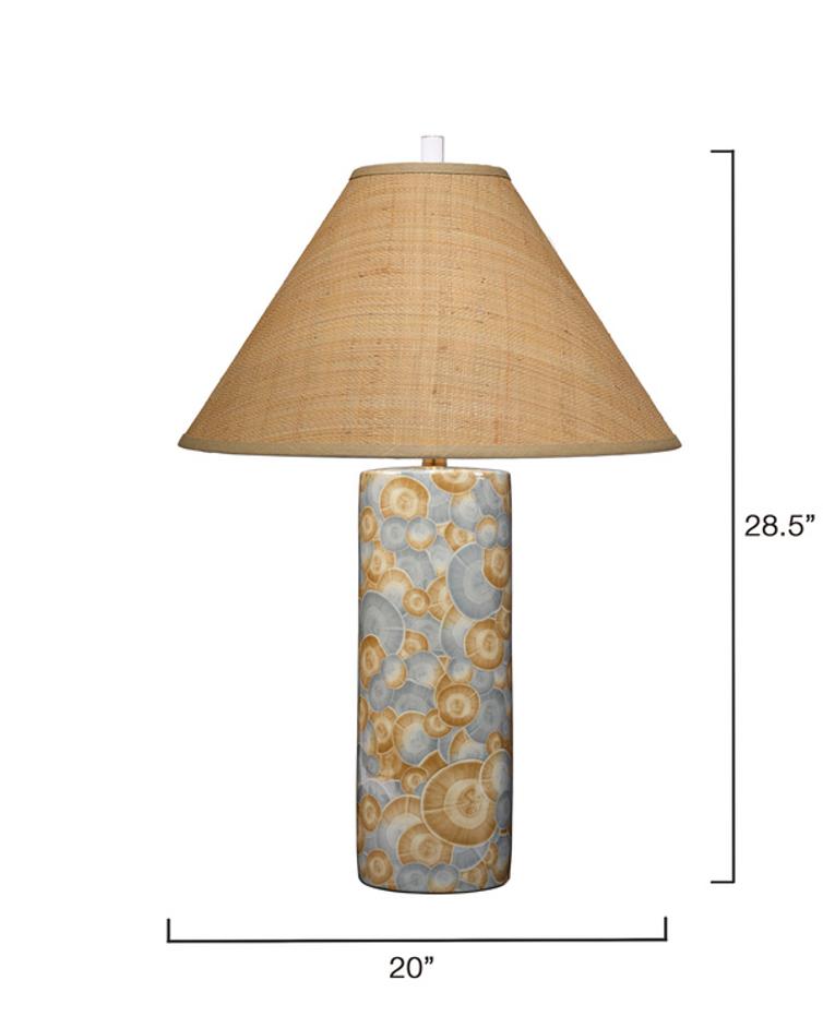 Serene Ceramic Table Lamp with Raffia Shade by Jamie Young