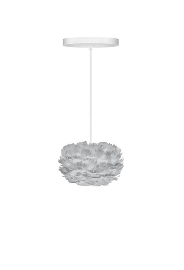 Eos Micro Hardwired Pendant in Grey with White Cord by UMAGE
