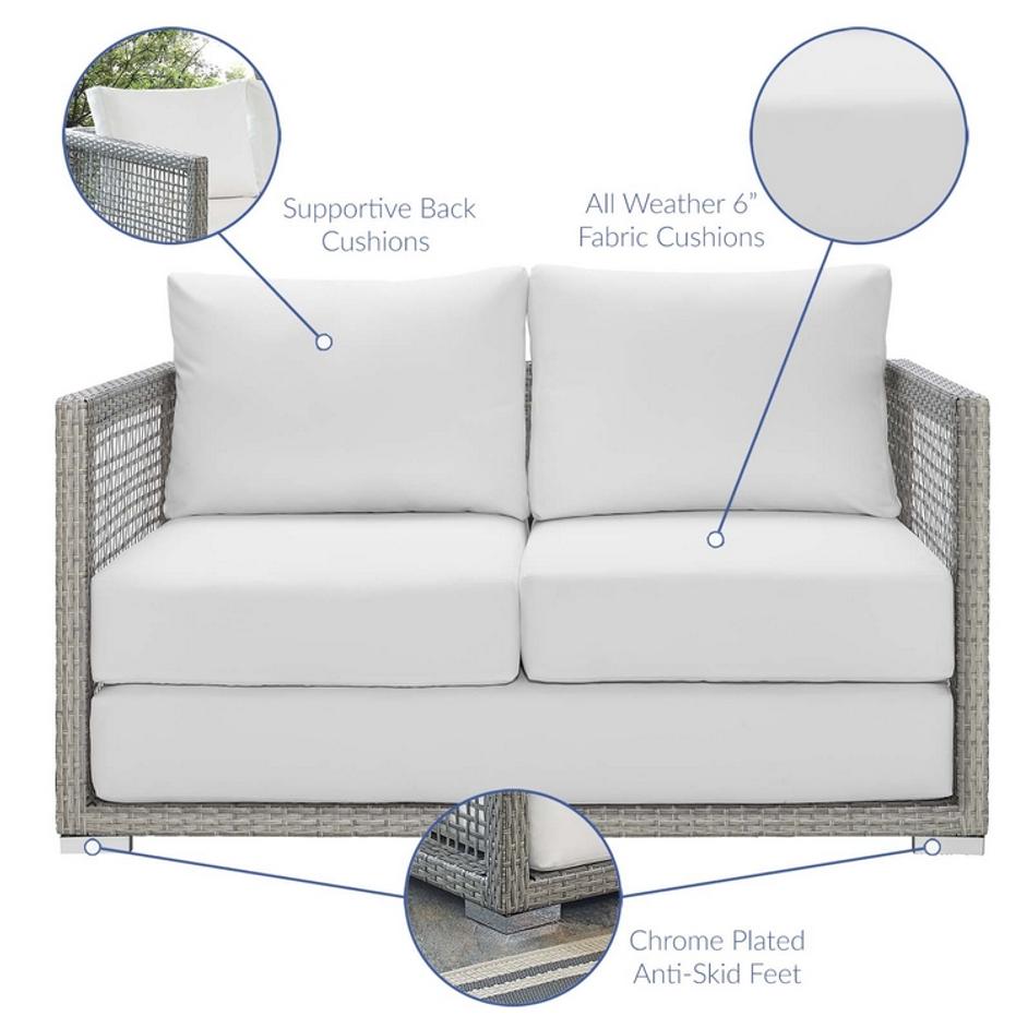 Harman Outdoor Patio Wicker Rattan Loveseat In Gray White by Modway Furniture