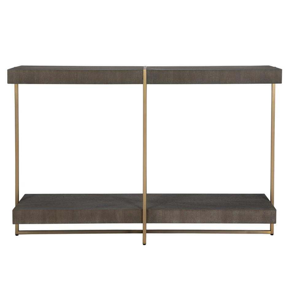 Taja Modern Brass / Wood Console Table by Uttermost