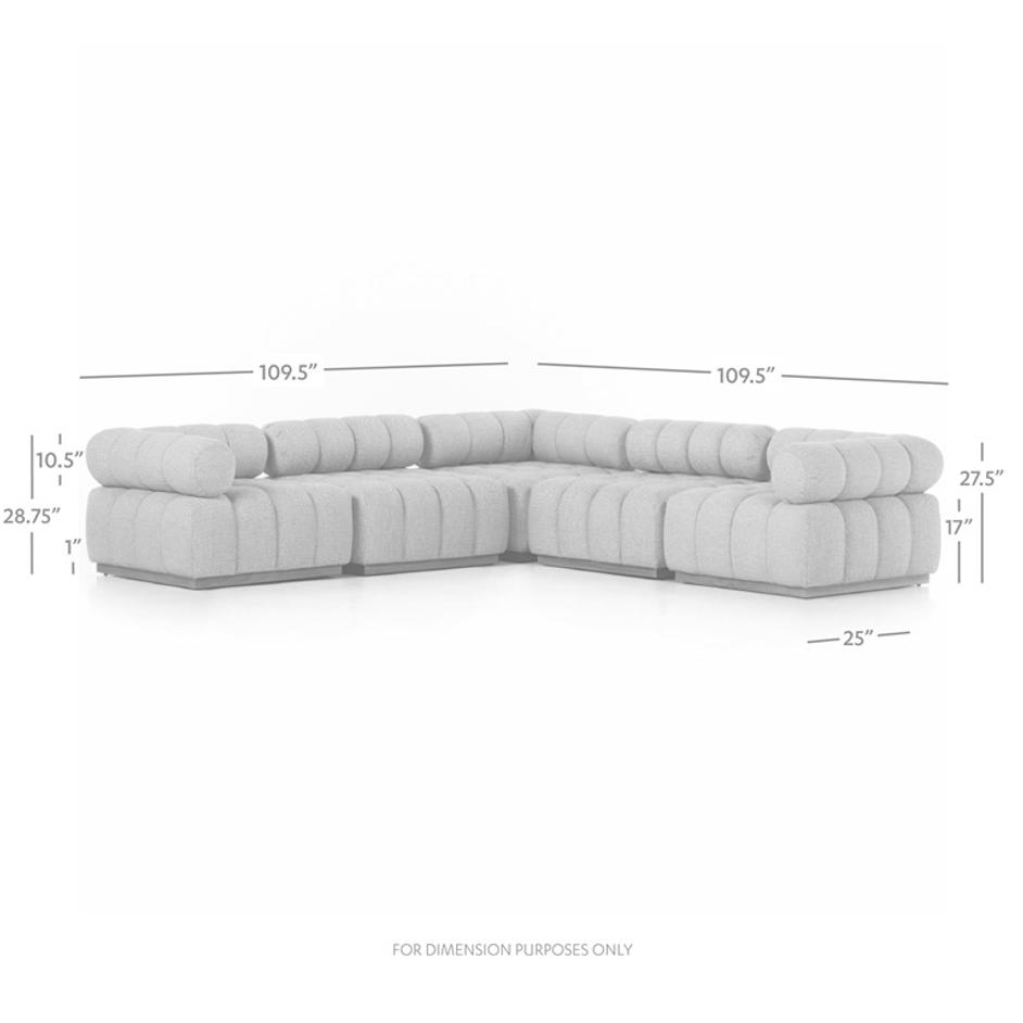 Roma Outdoor 5pc Sectional In Faye Ash by FOUR HANDS