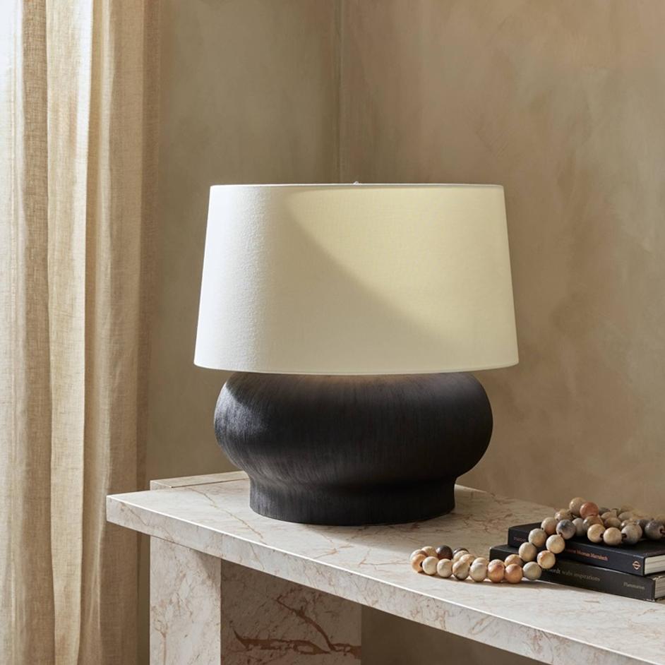 Kragen Table Lamp - Textured Matte Black Porcelain Ceramic by Four Hands