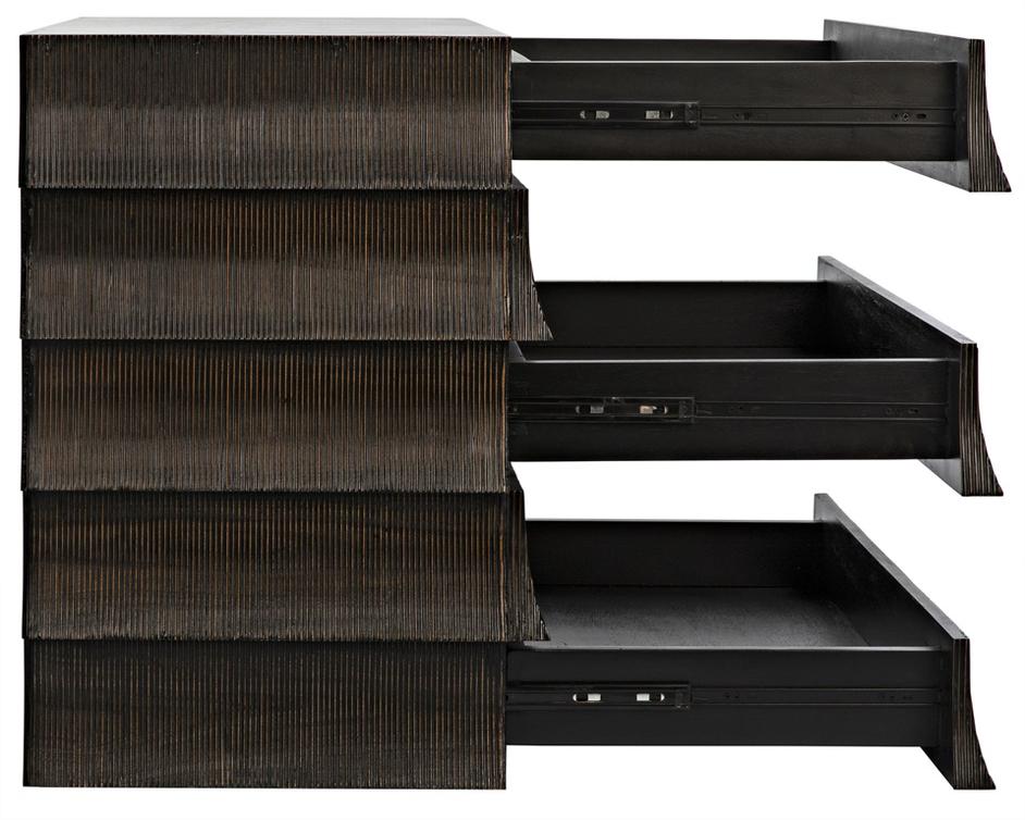 Ava Mahogany Dresser in Hand-Rubbed Black with Light Brown Highlights by Noir Furniture