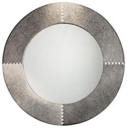 Round Cross Stitch Round Wall Mirror, Gray Hide by Jamie Young