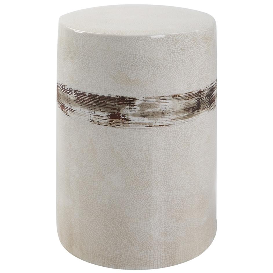 Comanche White Ceramic Garden Stool by Uttermost