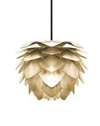 Silvia Mini Hardwired Pendant in Brass Foil Finish with White Cord by UMAGE