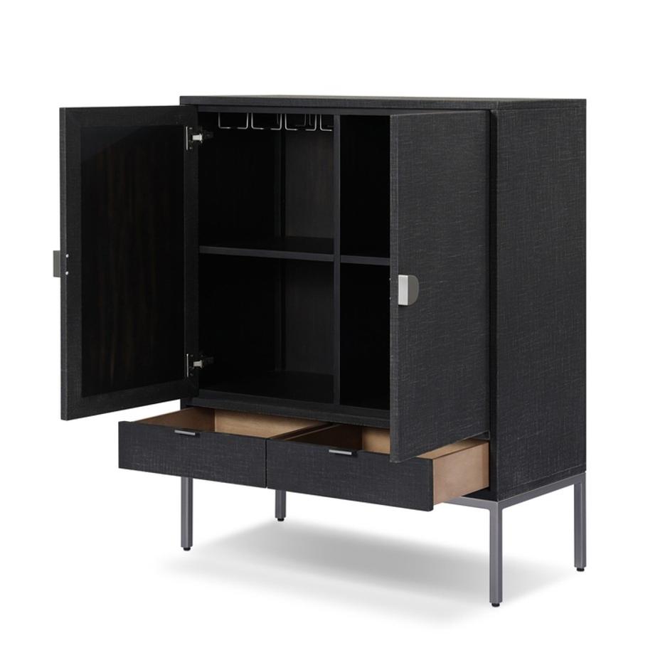 Cressida Bar Cabinet - Black Linen by Four Hands