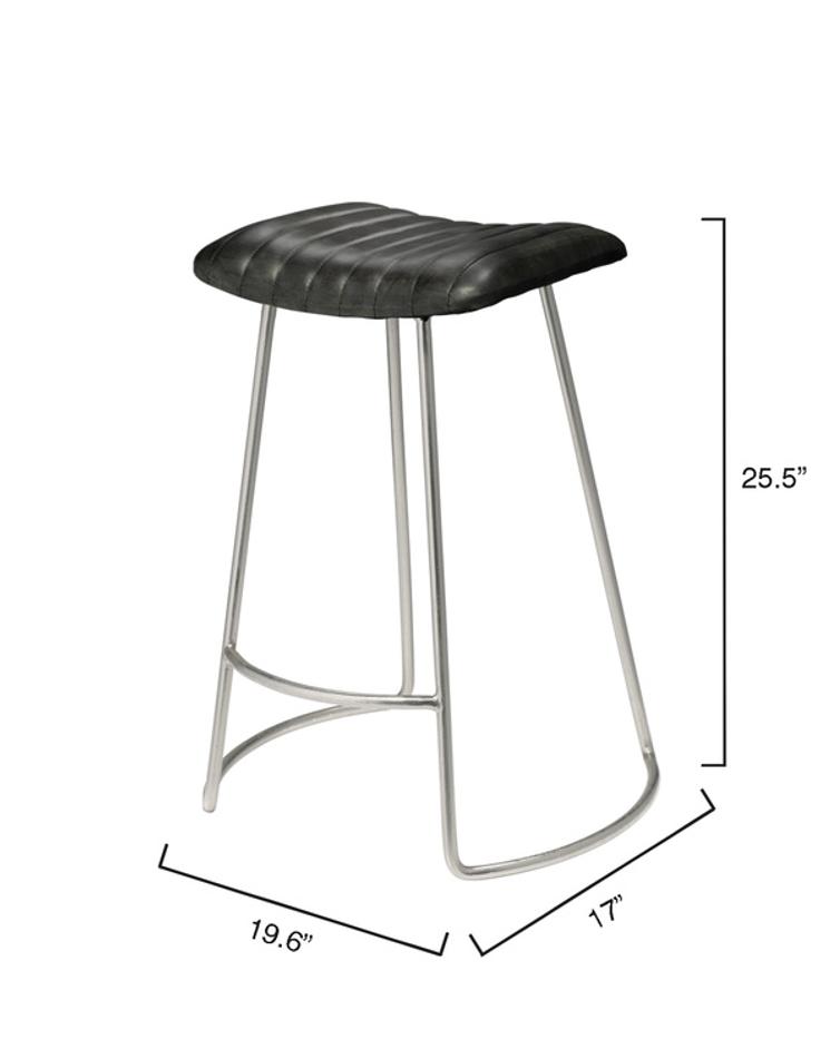 Theo Leather Counter Stool, Grey by Jamie Young