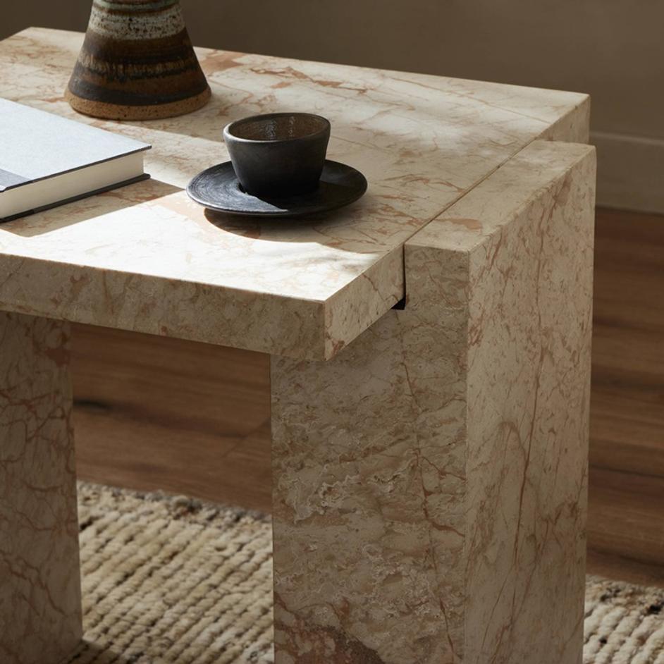 Romano End Table In Desert Taupe Marble by Four Hands