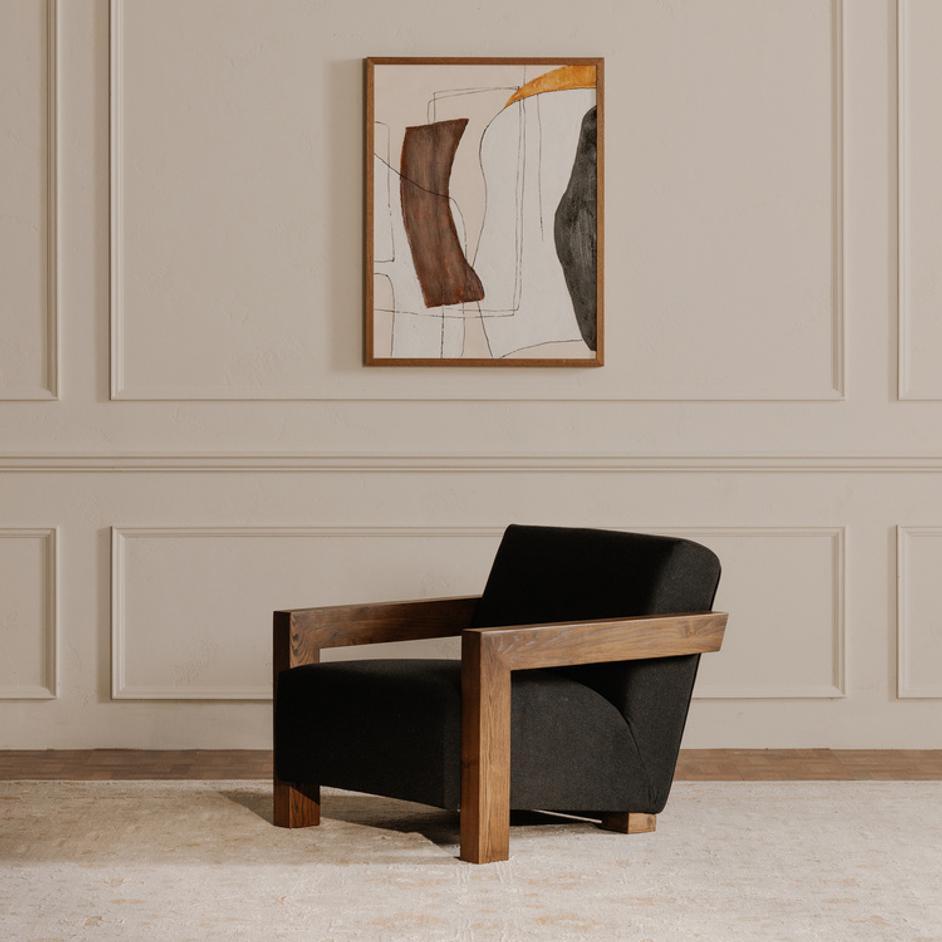 Garnet Lounge Chair Charcoal Wool Blend by Moes Home